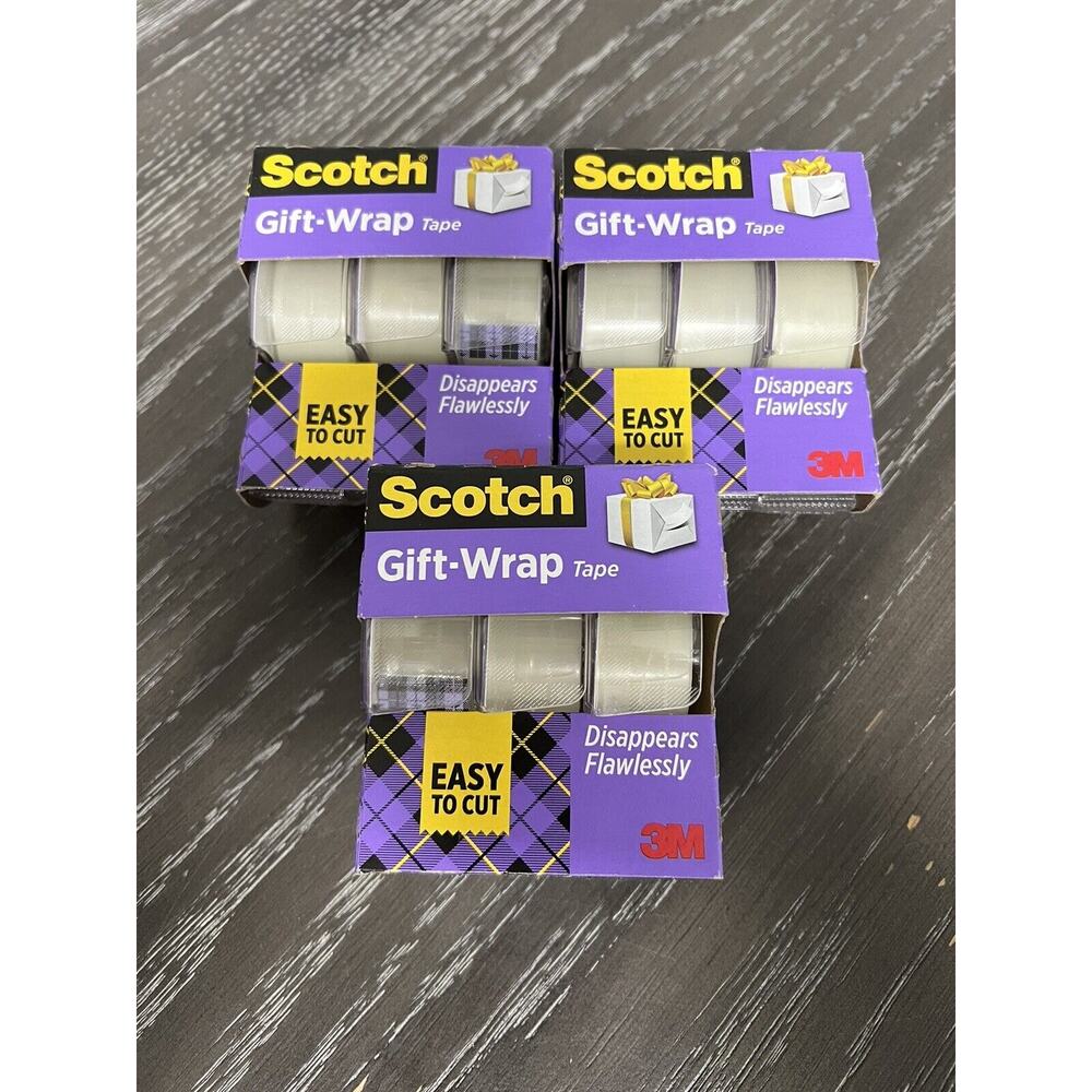 Scotch 3M Gift Wrap Tape Satin Finish 3/4" x 325" ea - 9 Rolls Total